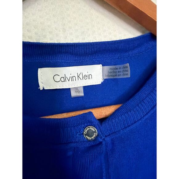 Calvin Klein Blue Button Front Cardigan Women’s XL Lightweight Sweater - Picture 4 of 9